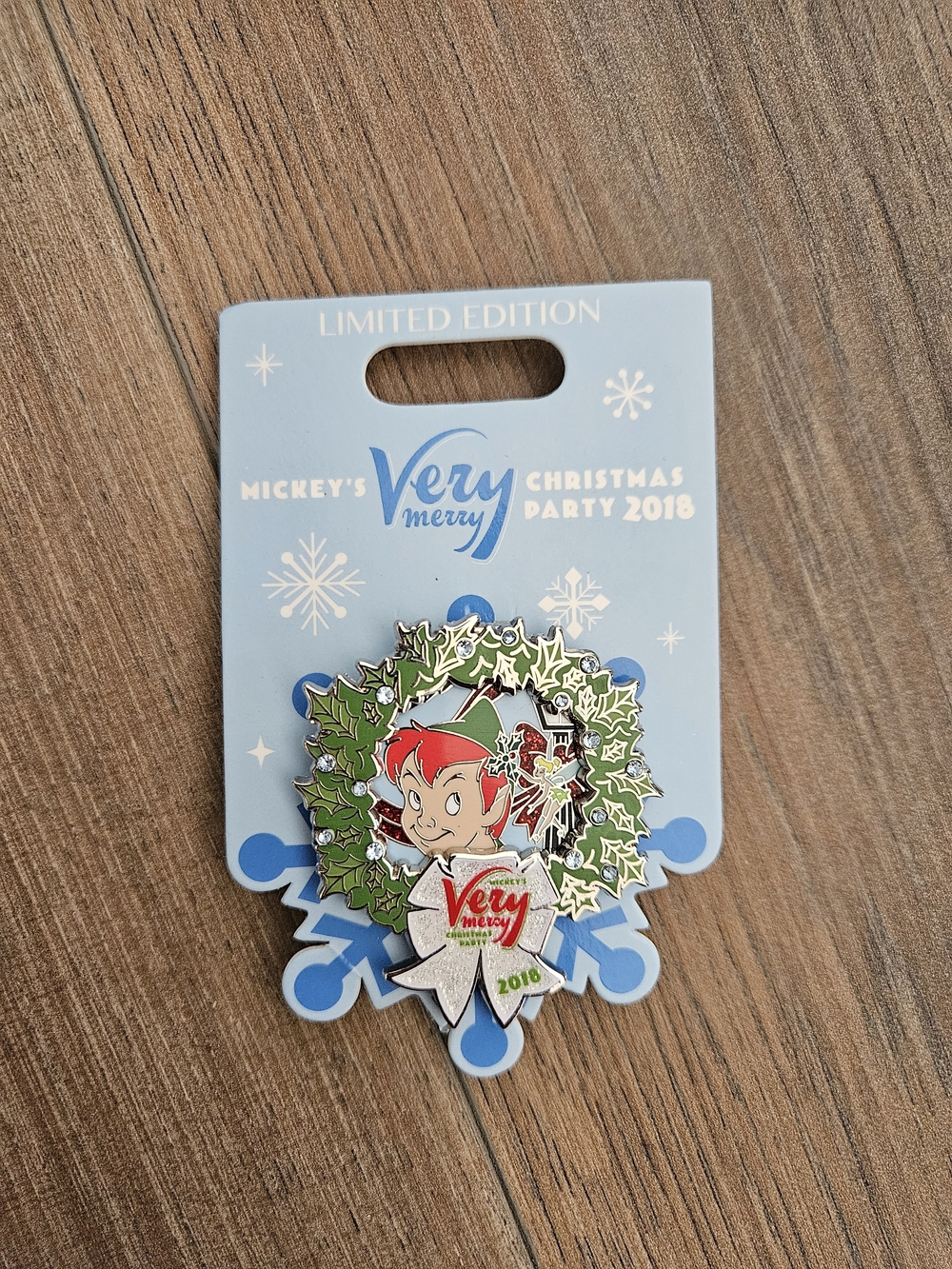 Disney Peter Pan Wreath Pin - Red & Green Holiday Enamel
